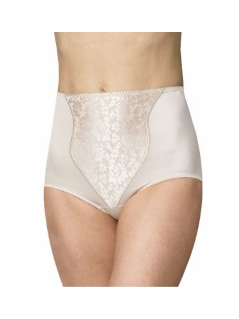 2 pair Bali Cream High-Waist Floral Lace Light Control Shaping Briefs - Medium